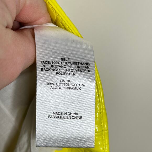 TIBI Croc Embossed Patent Mini Skirt Yellow Sz 2 {T54} - Picture 6 of 6